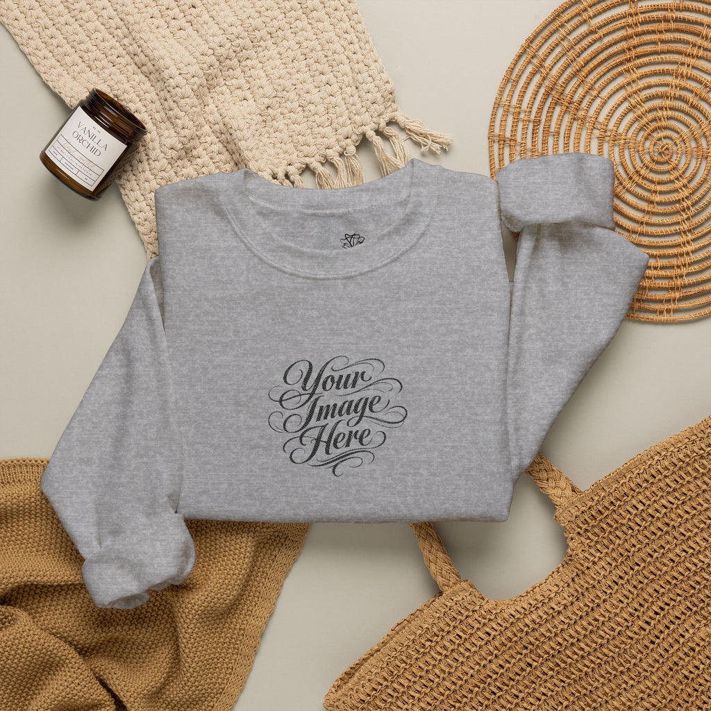 EMBROIDERED Custom Image (Light Colors/Shades) Pullover Sweatshirts