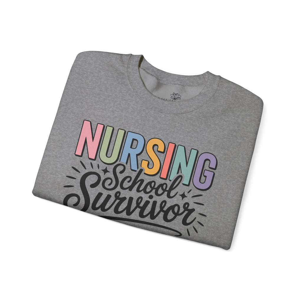 Nursing School Survivor Sweatshirt — Cozy Crewneck for Nursing Students & Graduates