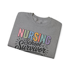 Nursing School Survivor Sweatshirt — Cozy Crewneck for Nursing Students & Graduates