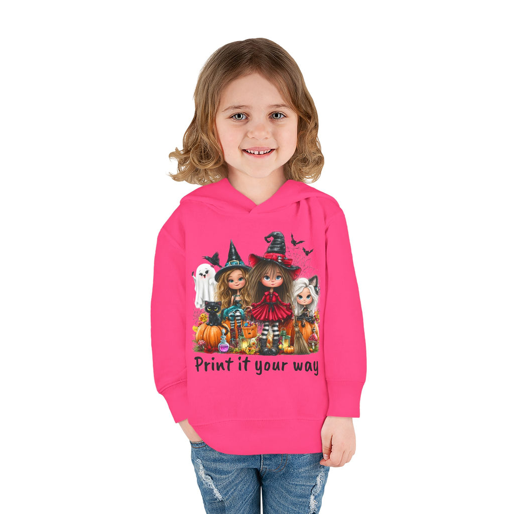Toddler Hoodie — Cute Halloween Witch Girls Pumpkin Design - CAN CUSTOMIZE IMAGE AND/OR TEXT