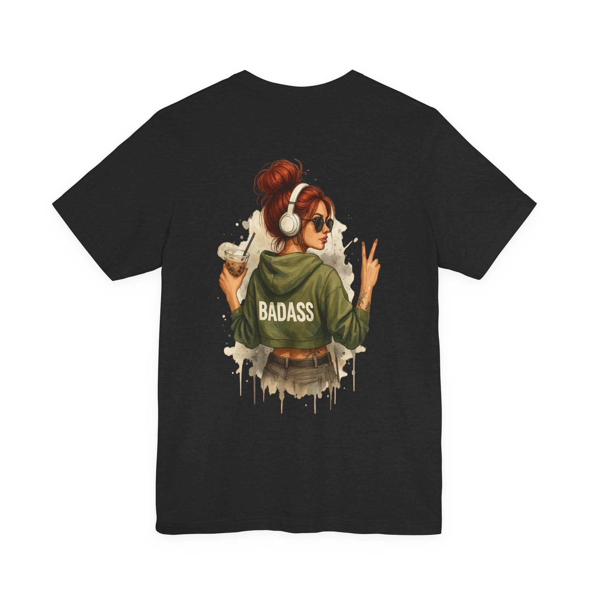 Badass Girl Graphic Tee — Peace Sign Back Print