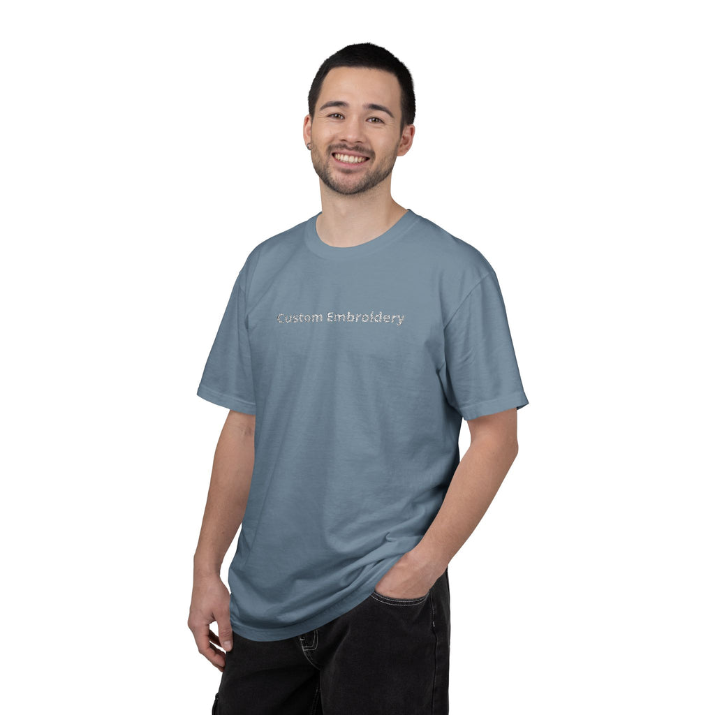EMBROIDERED Custom Text Comfort Colors Unisex (Dark Colors/Shades) T-Shirt
