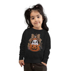 Kids Halloween Sweatshirt — Cute Ghost in Leopard Bow Pumpkin