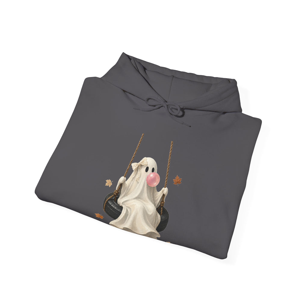 Cute Bubblegum Ghost on a Swing - Halloween Hoodie