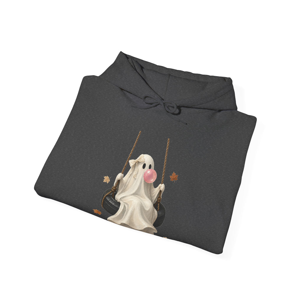 Cute Bubblegum Ghost on a Swing - Halloween Hoodie