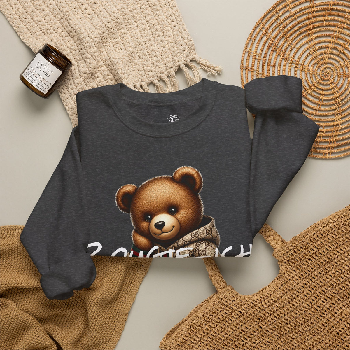 Cute Luxury Bear Bougie-ish Graphic - Pullover Sweatshirt