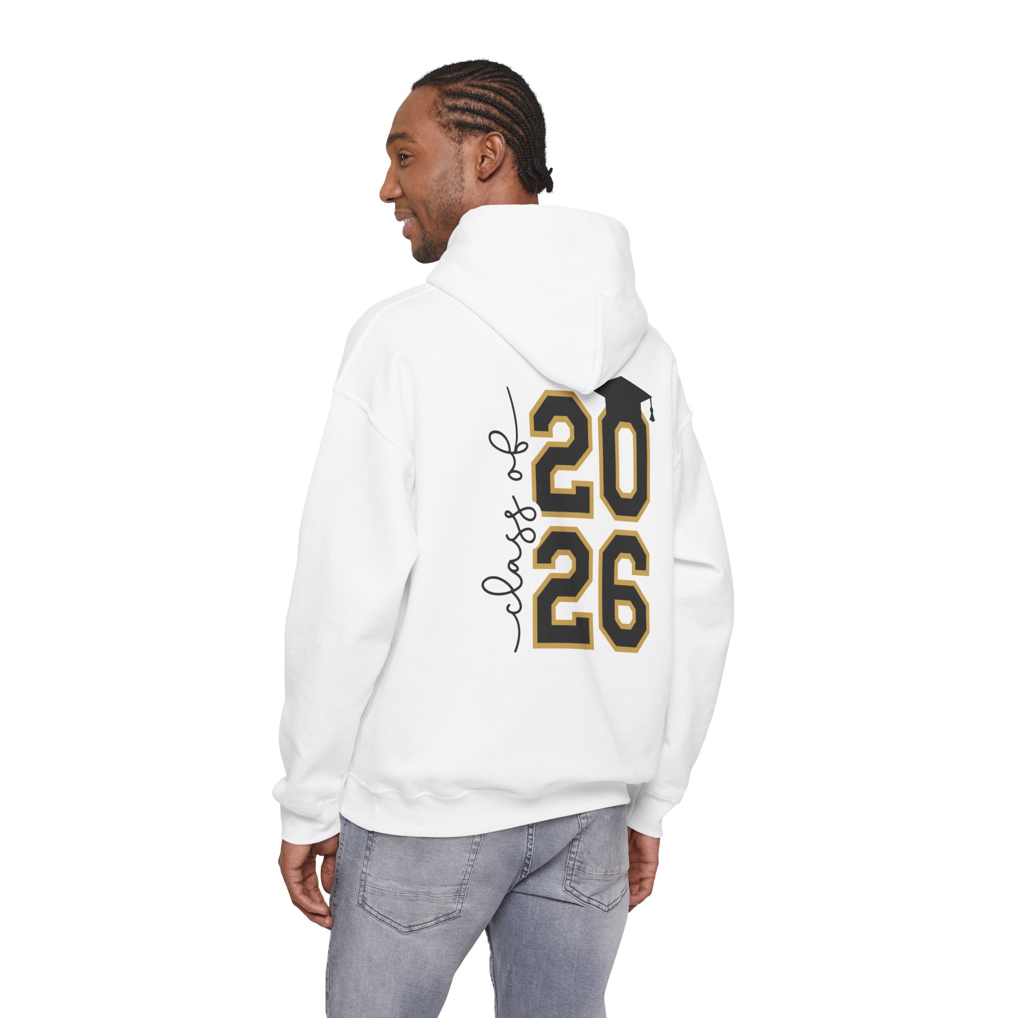 Class of 2026 Hoodie FRONT & BACK – Graduation Sweatshirt with Cap Graphic