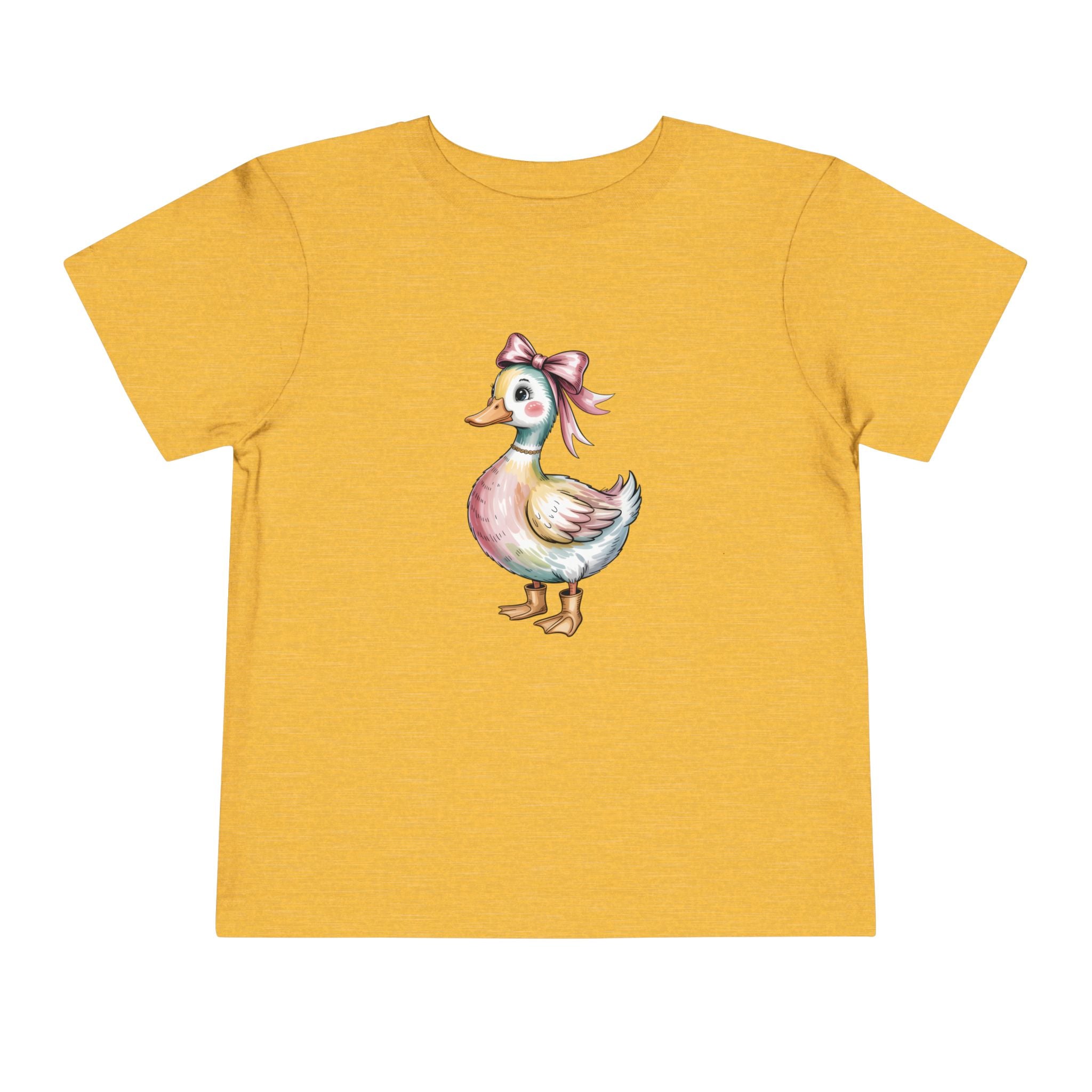 Cute Duckling Toddler Tee — Watercolor Duck with Pink Bow