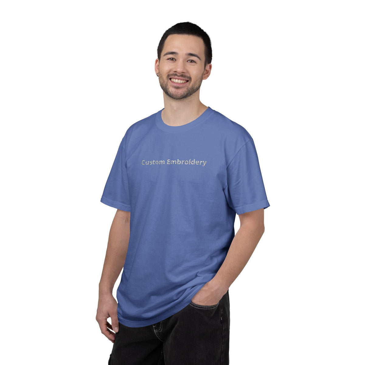 EMBROIDERED Custom Text Comfort Colors Unisex (Dark Colors/Shades) T-Shirt