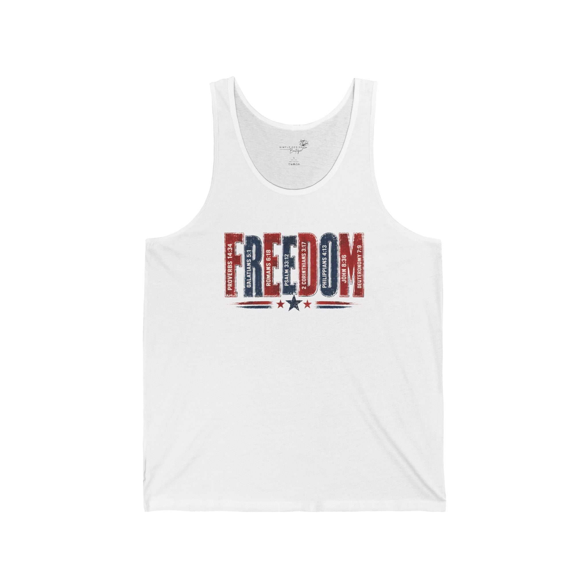Freedom Patriotic Tank Top — Text Graphic Fourth of July Shirt | XS–2XL