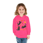 Toddler Hoodie — Playful Black Cats with Falling Autumn Leaves