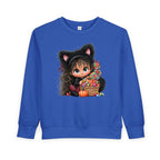 Toddler Sweatshirt — Cute Black Cat Costume Kid's Halloween Sweatshirt with Candy Basket