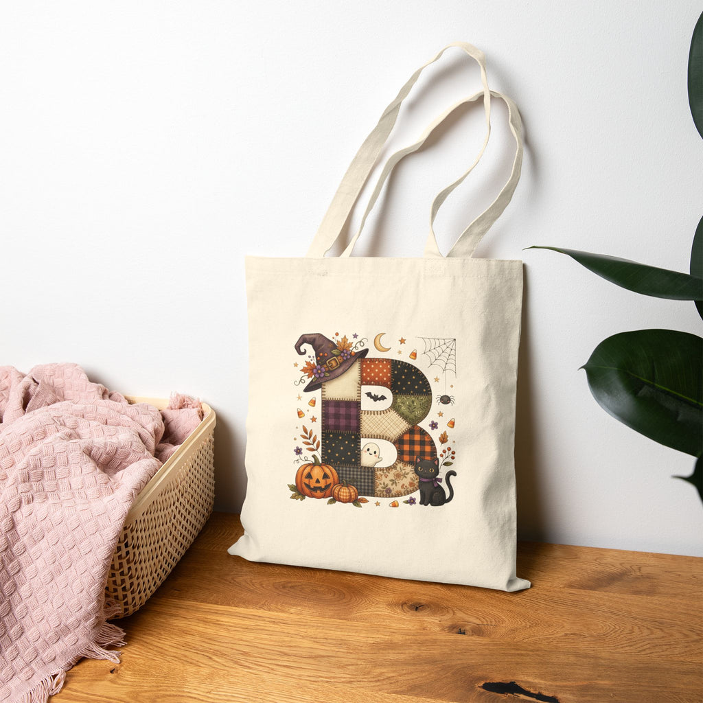 Custom Initial Autumn/Halloween Tote Bag