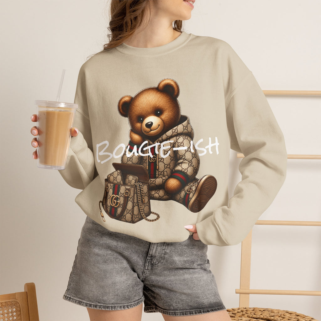 Cute Luxury Bear Bougie-ish Graphic - Pullover Sweatshirt