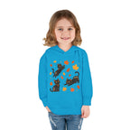 Toddler Hoodie — Playful Black Cats with Falling Autumn Leaves