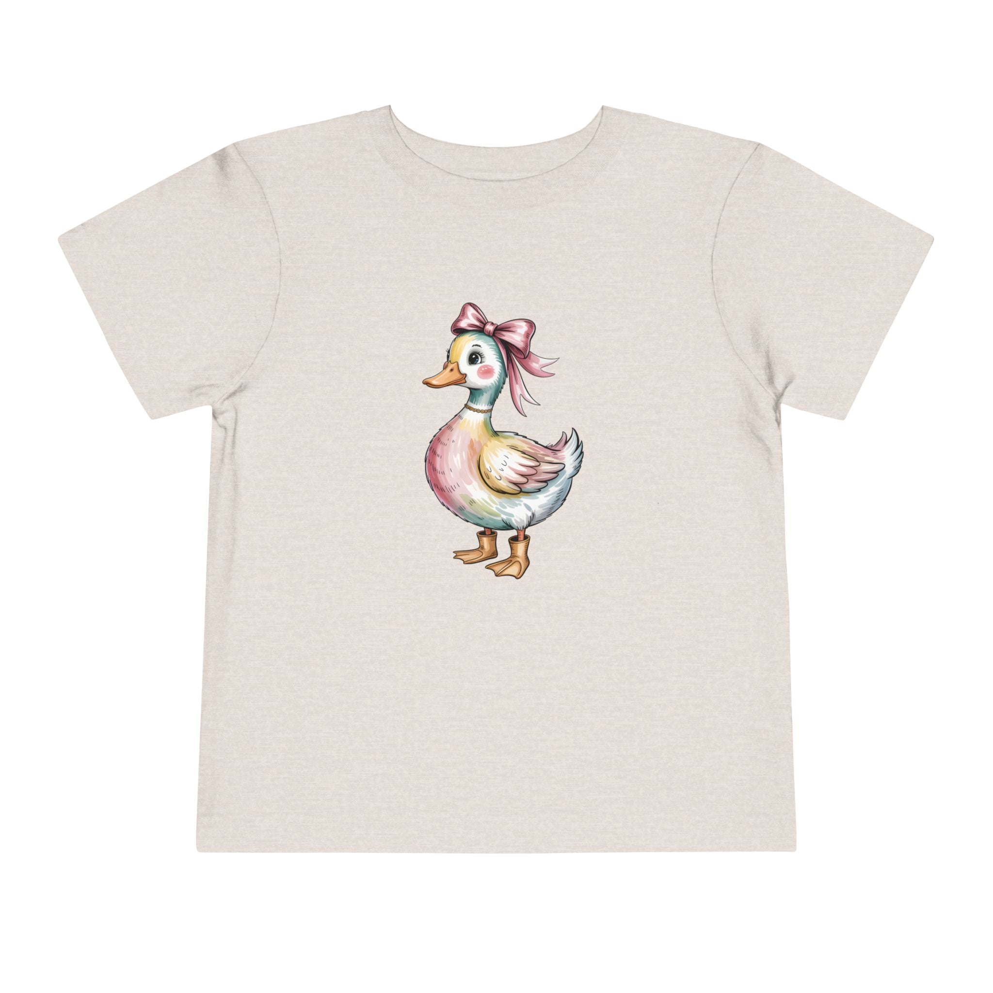 Cute Duckling Toddler Tee — Watercolor Duck with Pink Bow