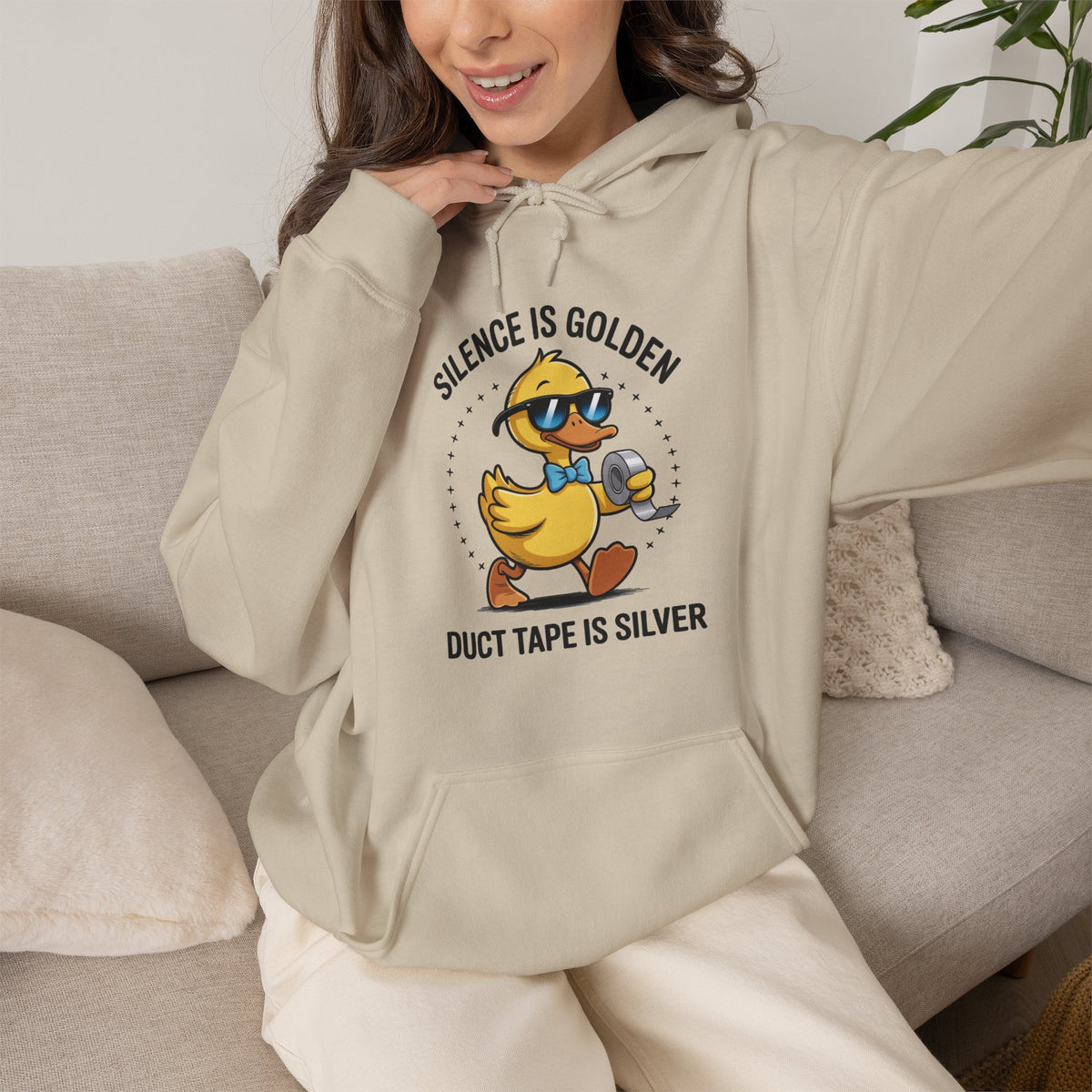 “Silence Is Golden, Duct Tape Is Silver” Funny Graphic - Cozy Hoodie