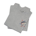 Patriotic Bass Fishing Graphic Tee — Red White & Blue Double-Sided Fishing Shirt | S–3XL