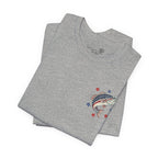 Patriotic Bass Fishing Graphic Tee — Red White & Blue Double-Sided Fishing Shirt | S–3XL