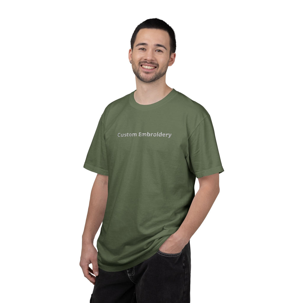 EMBROIDERED Custom Text Comfort Colors Unisex (Dark Colors/Shades) T-Shirt