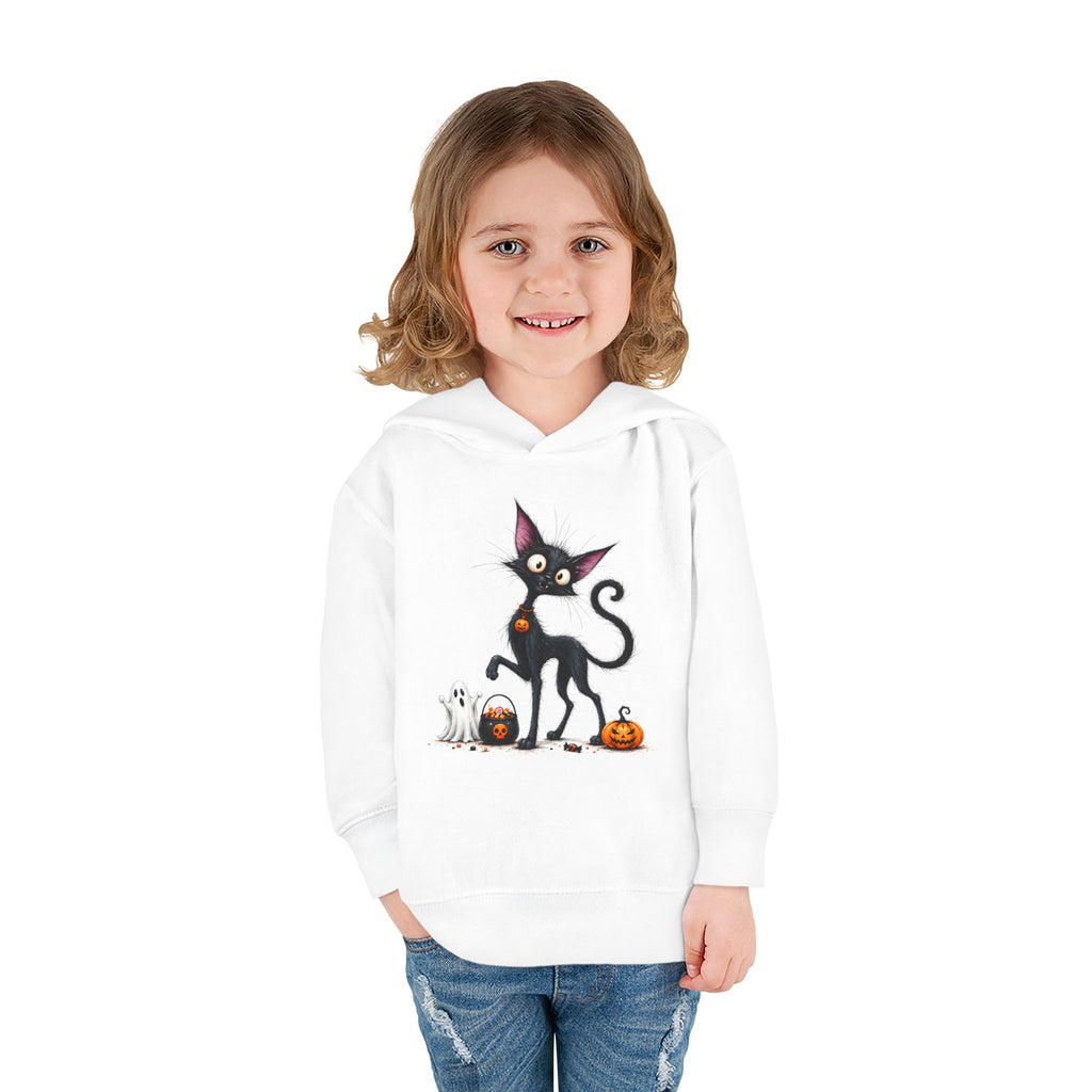 Toddler Halloween Cat Hoodie – Cute Black Kitty with Pumpkins Pullover