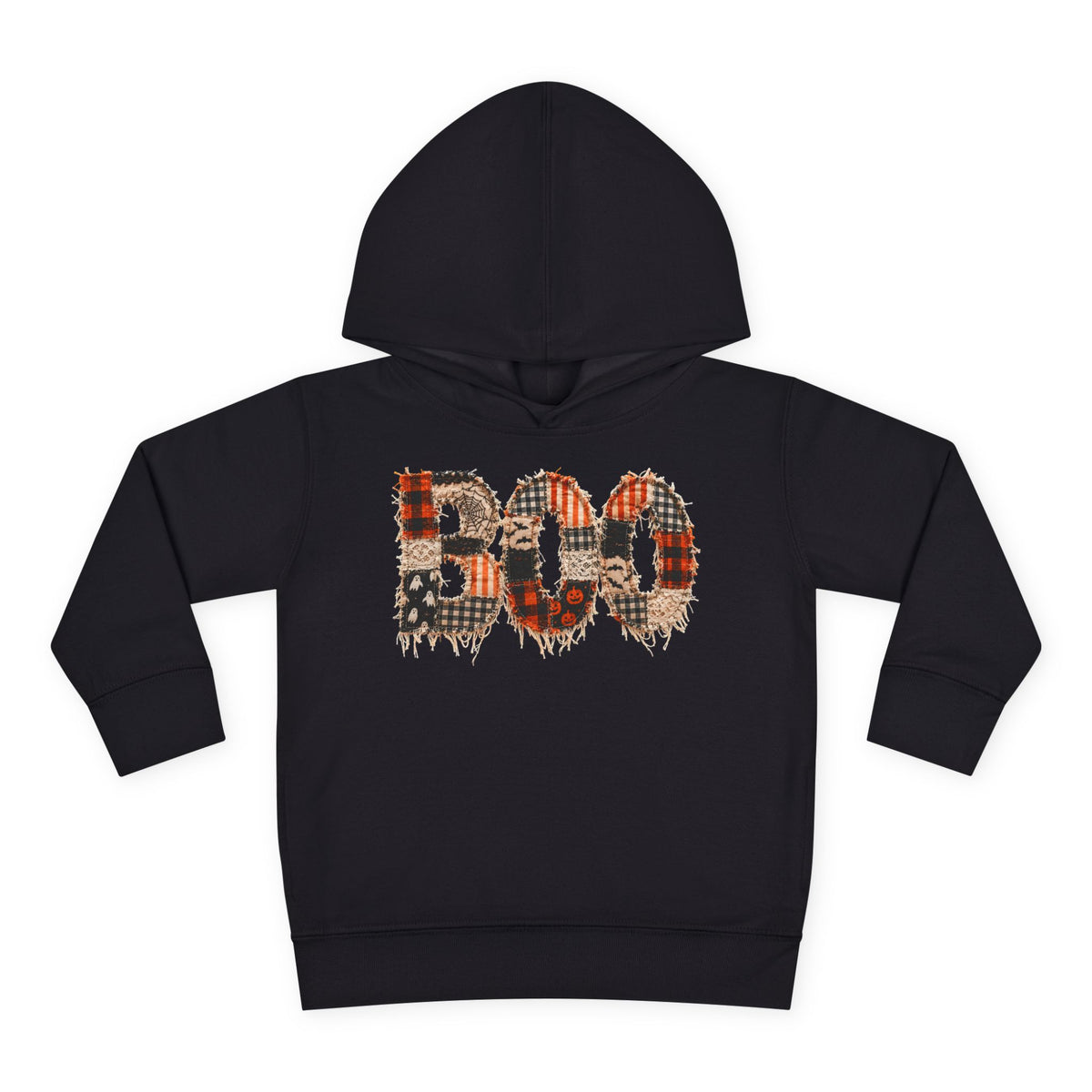 Toddler Hoodie - "BOO" Plaid Halloween Pullover