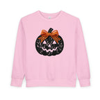 Toddler Sweatshirt - Halloween Jack-O'-Lantern with Orange Bow