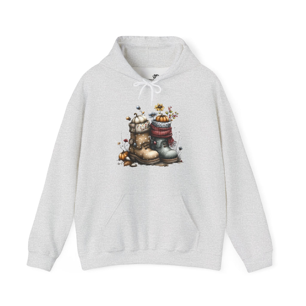 Autumn Boots & Pumpkins Graphic | Cozy Fall Hoodie