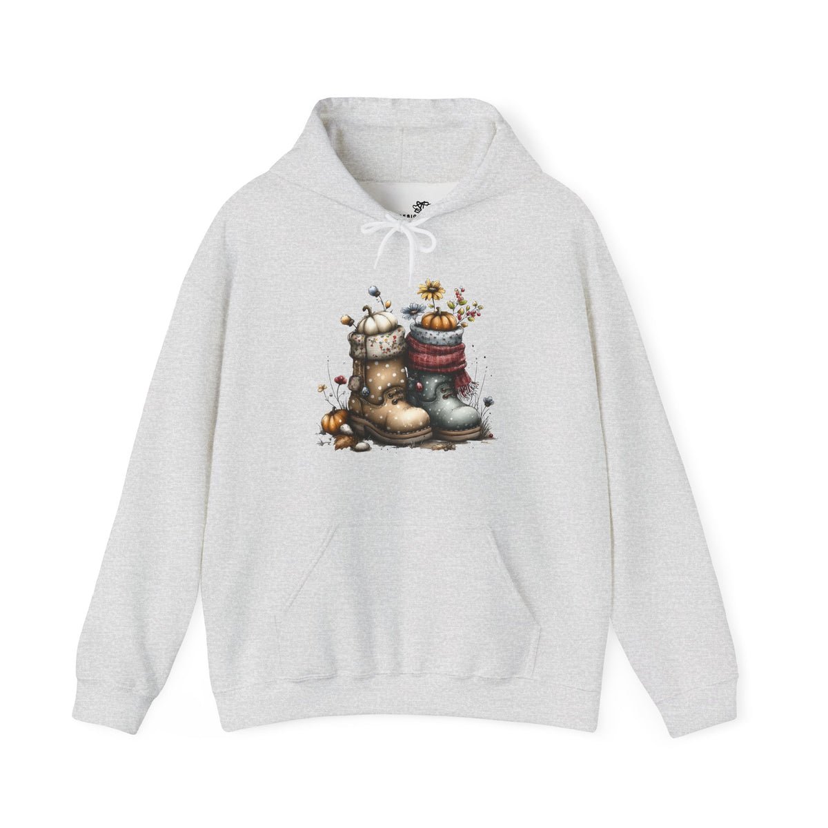Autumn Boots & Pumpkins Graphic | Cozy Fall Hoodie