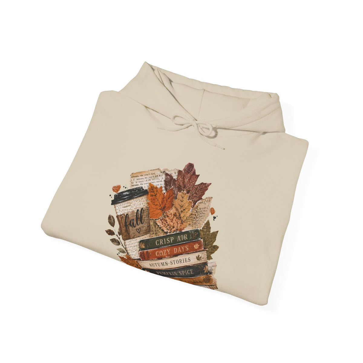 Autumn Bookstack — Cozy Fall Hoodie (Leaves & ‘Read More Books’ Design)