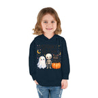 Toddler Hoodie — "Spooky Season" Cute Ghost, Skeleton & Black Cat Halloween Pullover