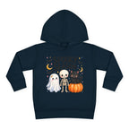 Toddler Hoodie — "Spooky Season" Cute Ghost, Skeleton & Black Cat Halloween Pullover