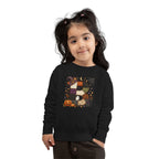 Kids Halloween Custom Initial Sweatshirt — Patchwork Pumpkin Witch Hat Design
