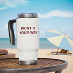 Personalized 14oz Stainless Steel Travel Mug with Handle — Your Custom Text