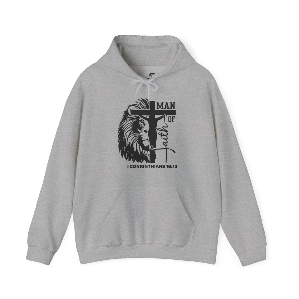 Man of Faith  Lion & Cross I Corinthians 16:13 Christian - Cozy Hoodie