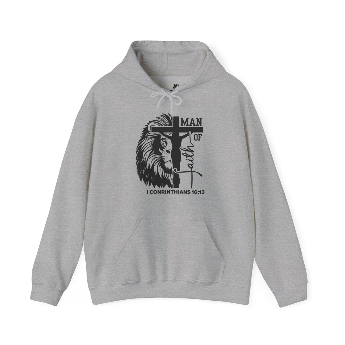 Man of Faith  Lion & Cross I Corinthians 16:13 Christian - Cozy Hoodie