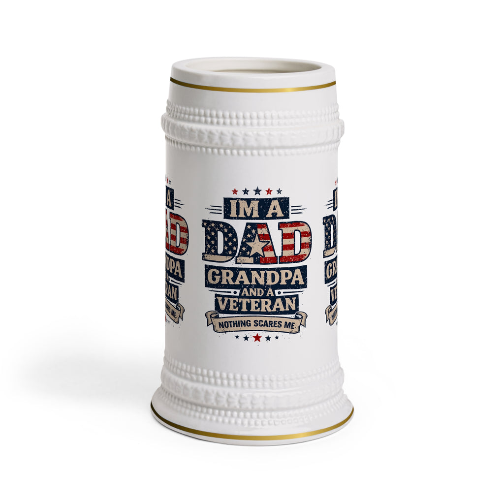 Upload Your Own Image or Keep Dad. Grandpa. Veteran. — Patriotic Beer Stein Mug | 22oz