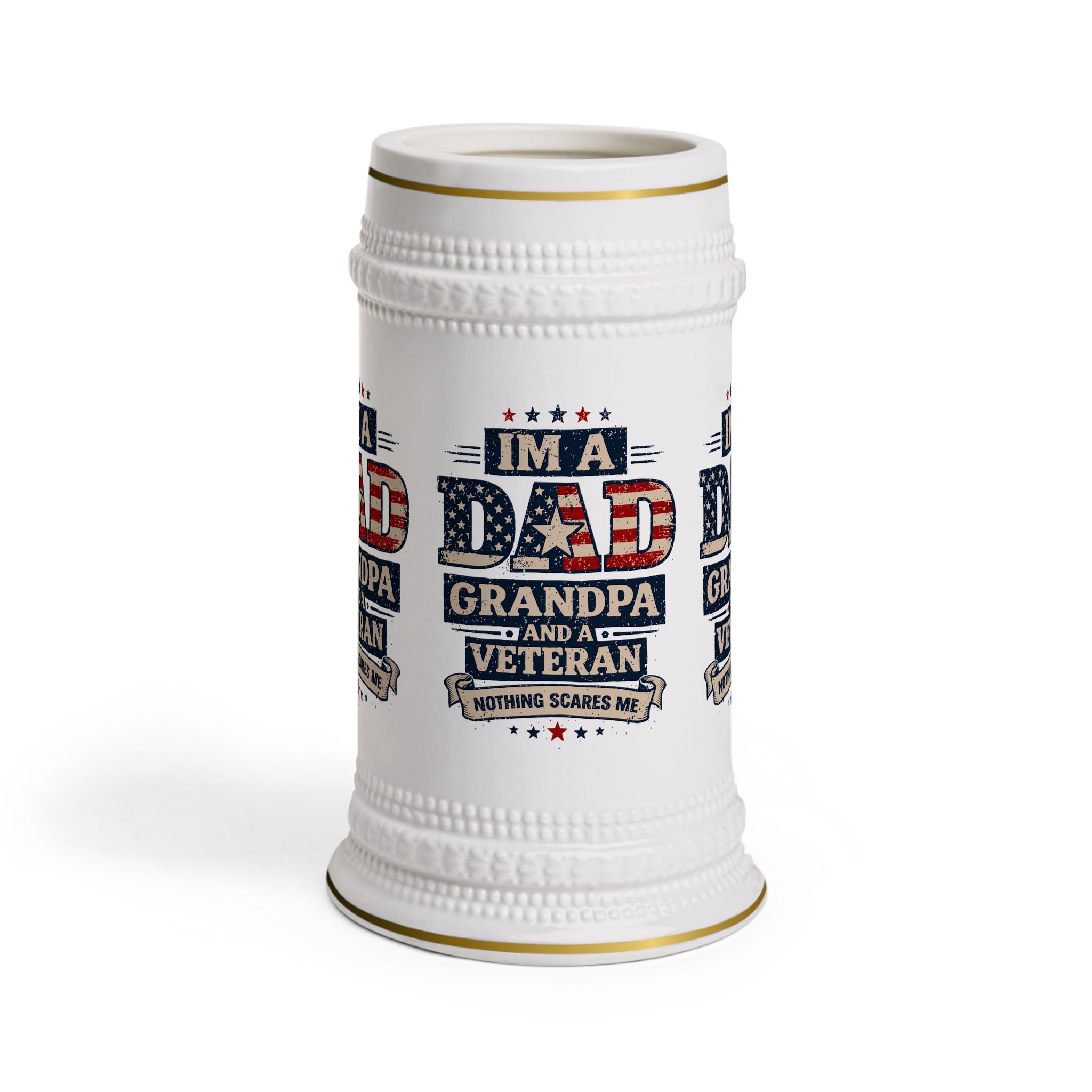 Upload Your Own Image or Keep Dad. Grandpa. Veteran. — Patriotic Beer Stein Mug | 22oz