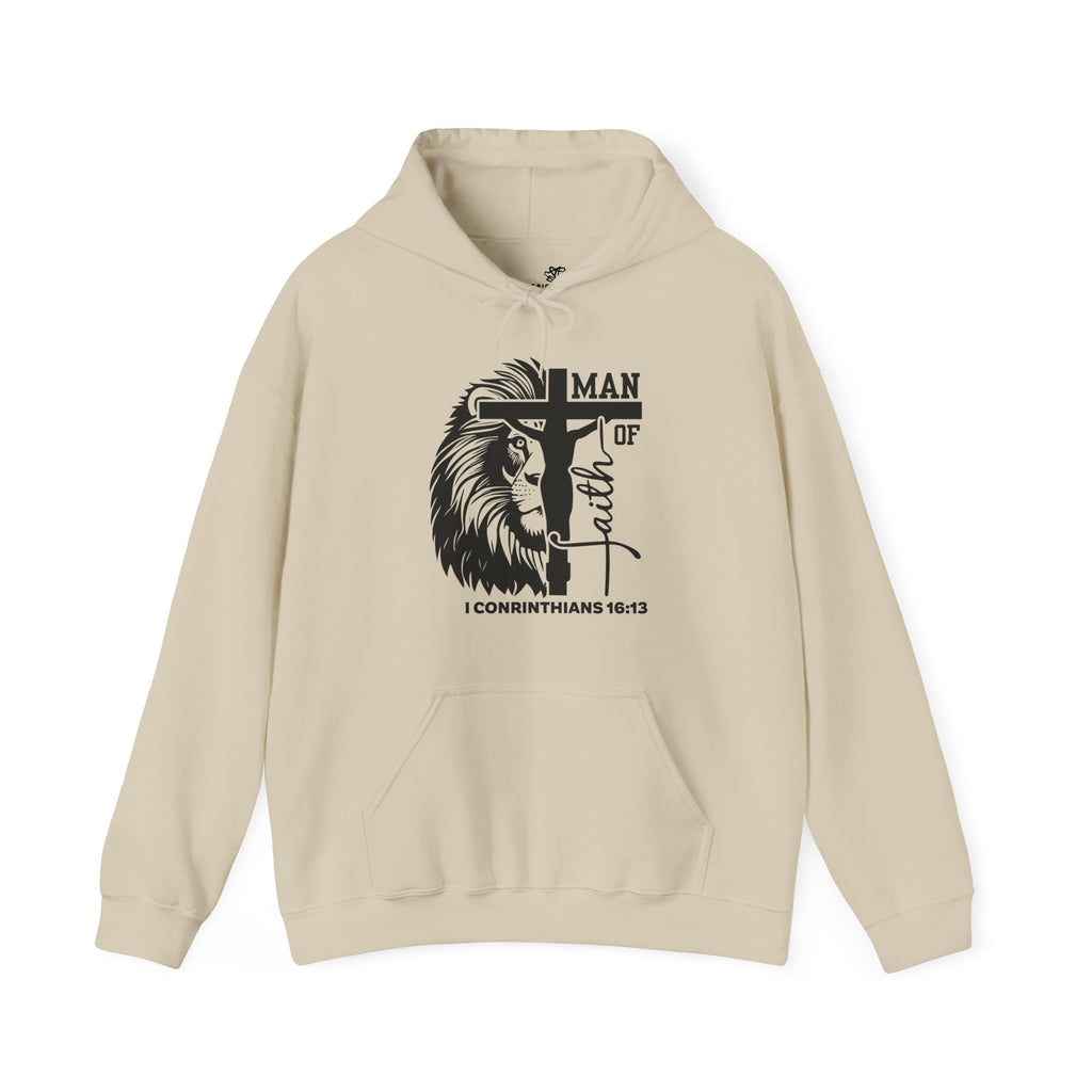 Man of Faith  Lion & Cross I Corinthians 16:13 Christian - Cozy Hoodie