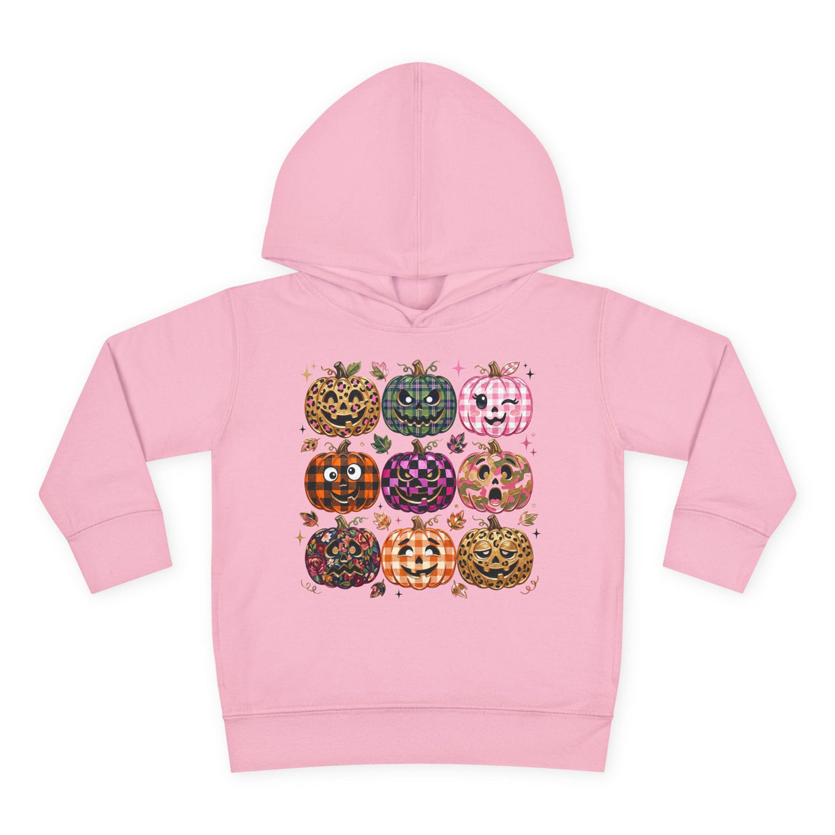 Toddler Halloween Pumpkin Hoodie — Colorful Patterned Jack-O’-Lanterns