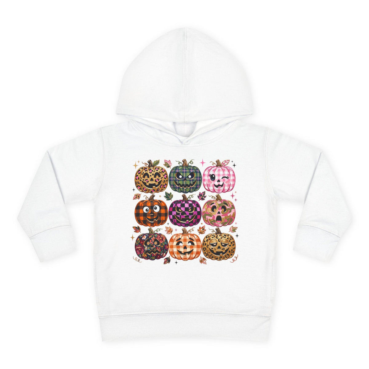 Toddler Halloween Pumpkin Hoodie — Colorful Patterned Jack-O’-Lanterns