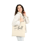 Fall Script Tote Bag — Autumn Wordcloud Cotton Canvas Tote