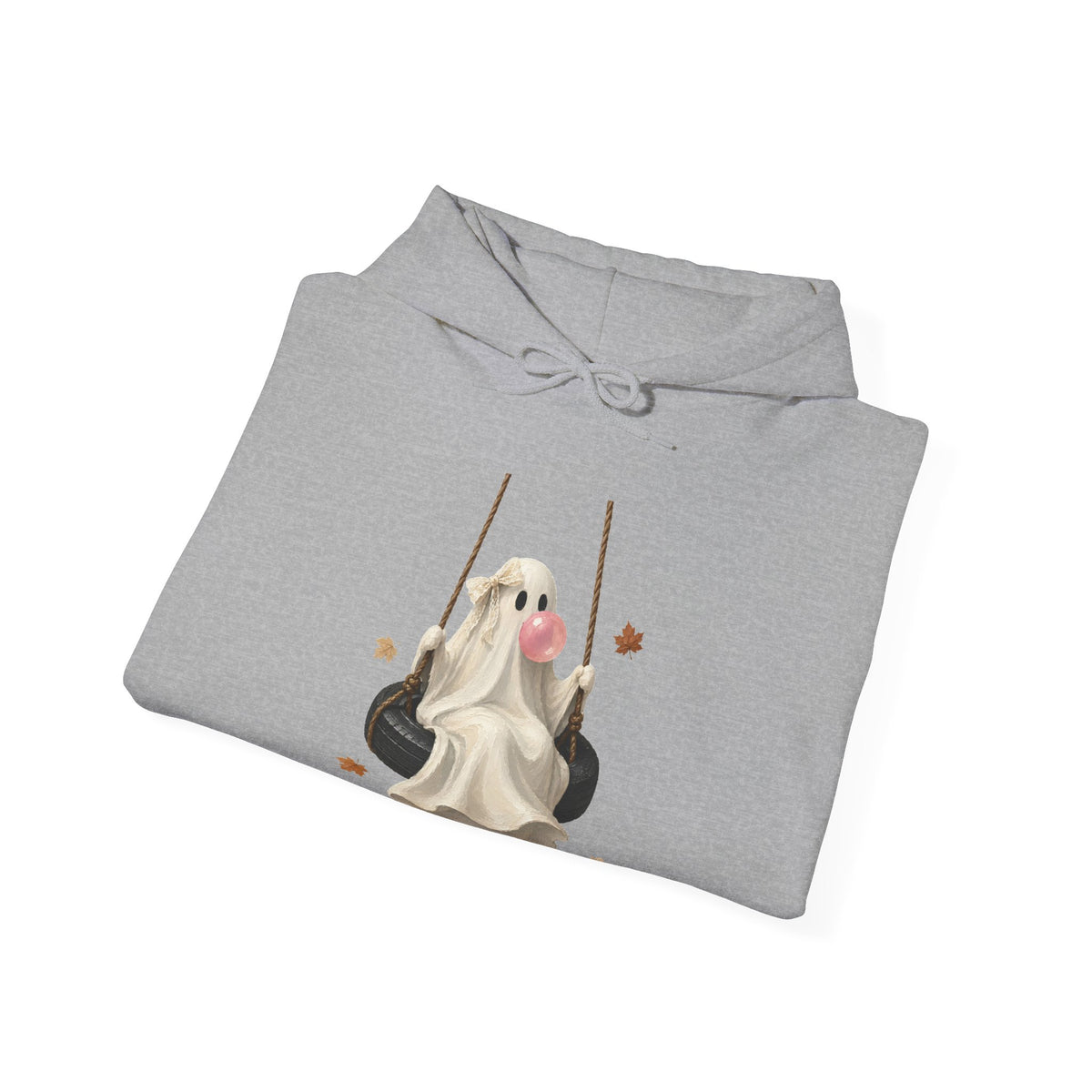 Cute Bubblegum Ghost on a Swing - Halloween Hoodie