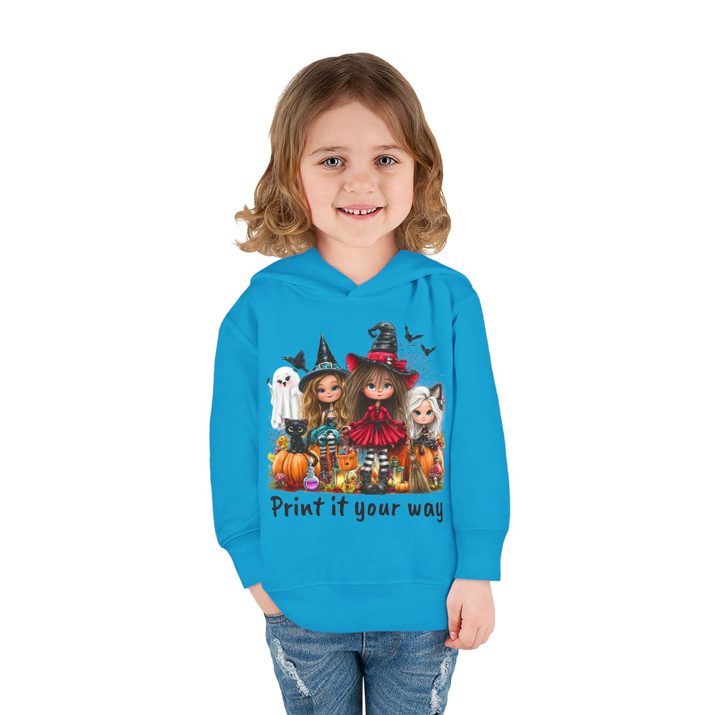 Toddler Hoodie — Cute Halloween Witch Girls Pumpkin Design - CAN CUSTOMIZE IMAGE AND/OR TEXT