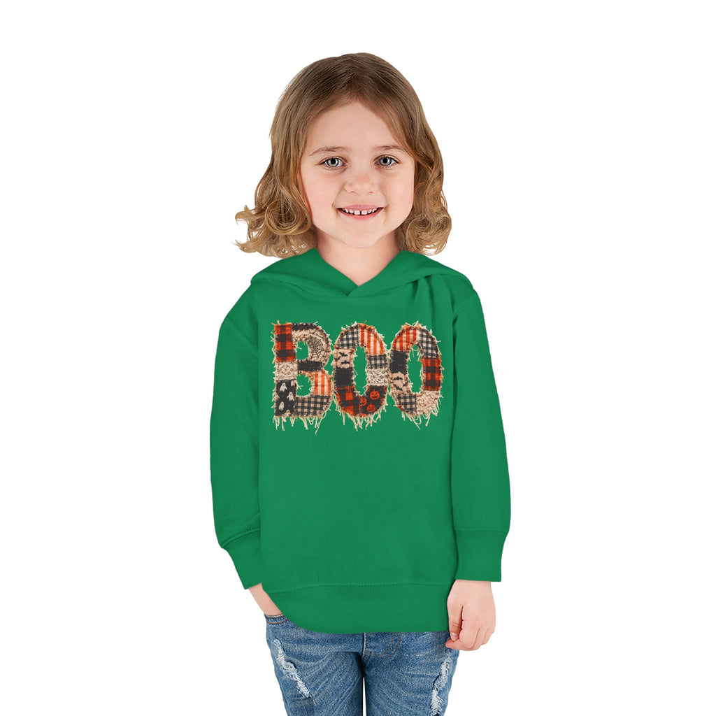 Toddler Hoodie - "BOO" Plaid Halloween Pullover