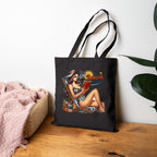 Bookish Summer Canvas Tote Bag — Retro Pinup Reading Beach Bag