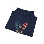 Patriotic American Flag Bald Eagle Graphic - Cozy Hoodie
