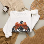 Lace Pumpkin & Orange Bow 3D Graphic | Halloween Pullover Sweatshirt