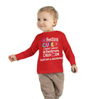Toddler Long Sleeve Tee — "Feeling Cute, Might Throw..." Customizable