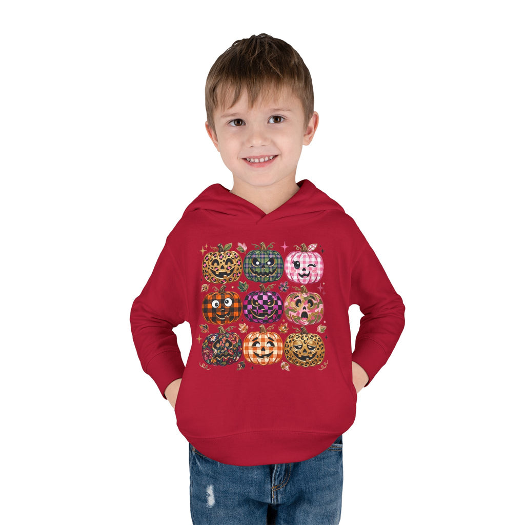 Toddler Halloween Pumpkin Hoodie — Colorful Patterned Jack-O’-Lanterns